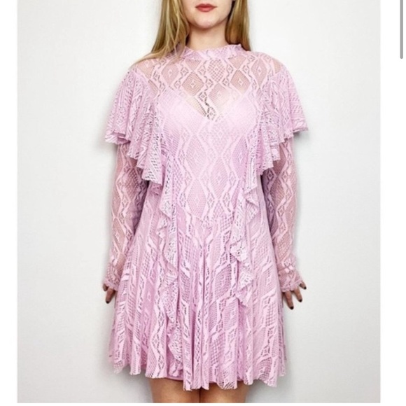 Free People Dresses & Skirts - Free People Pink Sydney Vintage Victoria Pink Lace Dress M/L